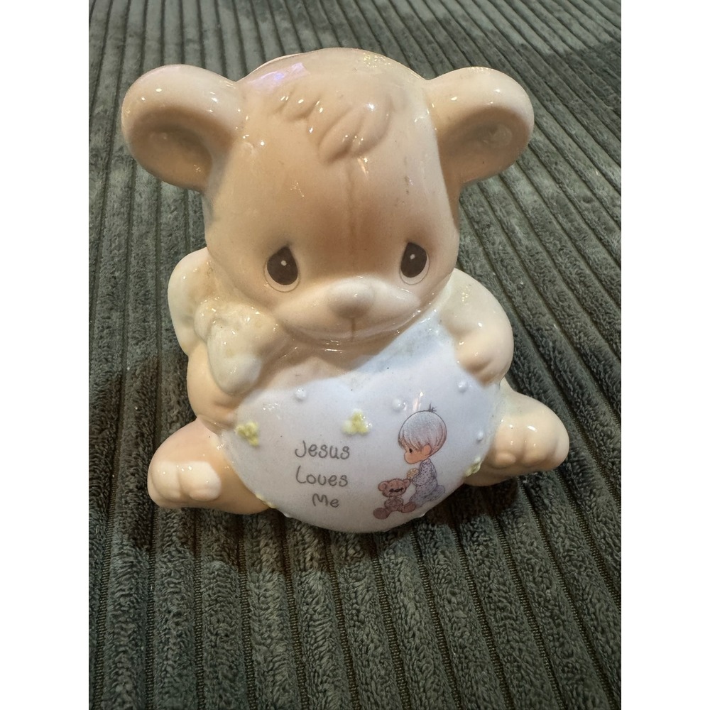 Precious Moments Jesus Loves Me Bear Coin Bank Ceramic Piggy Bank Gift